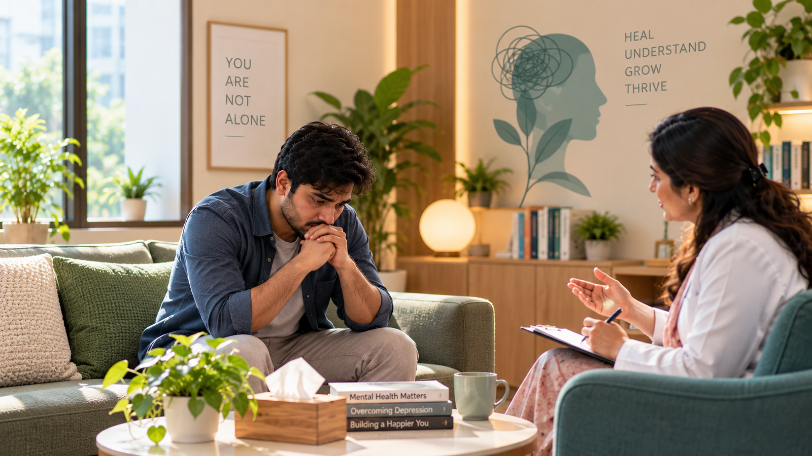 A positive, supportive counselling session as part of depression treatment